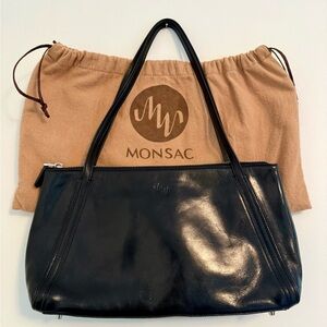 Vintage Monsac Black Leather Shoulder Bag